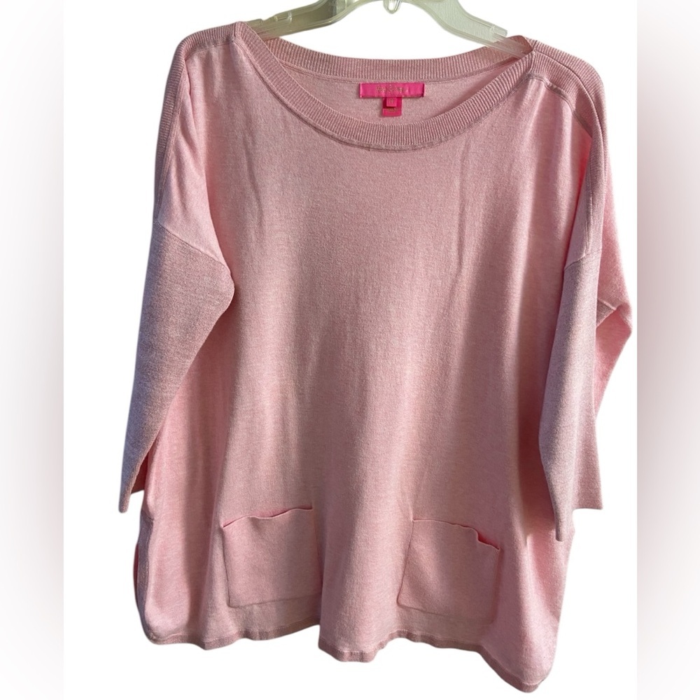 Lilly Pulitzer cobo sweater heather pink boat neck Medium